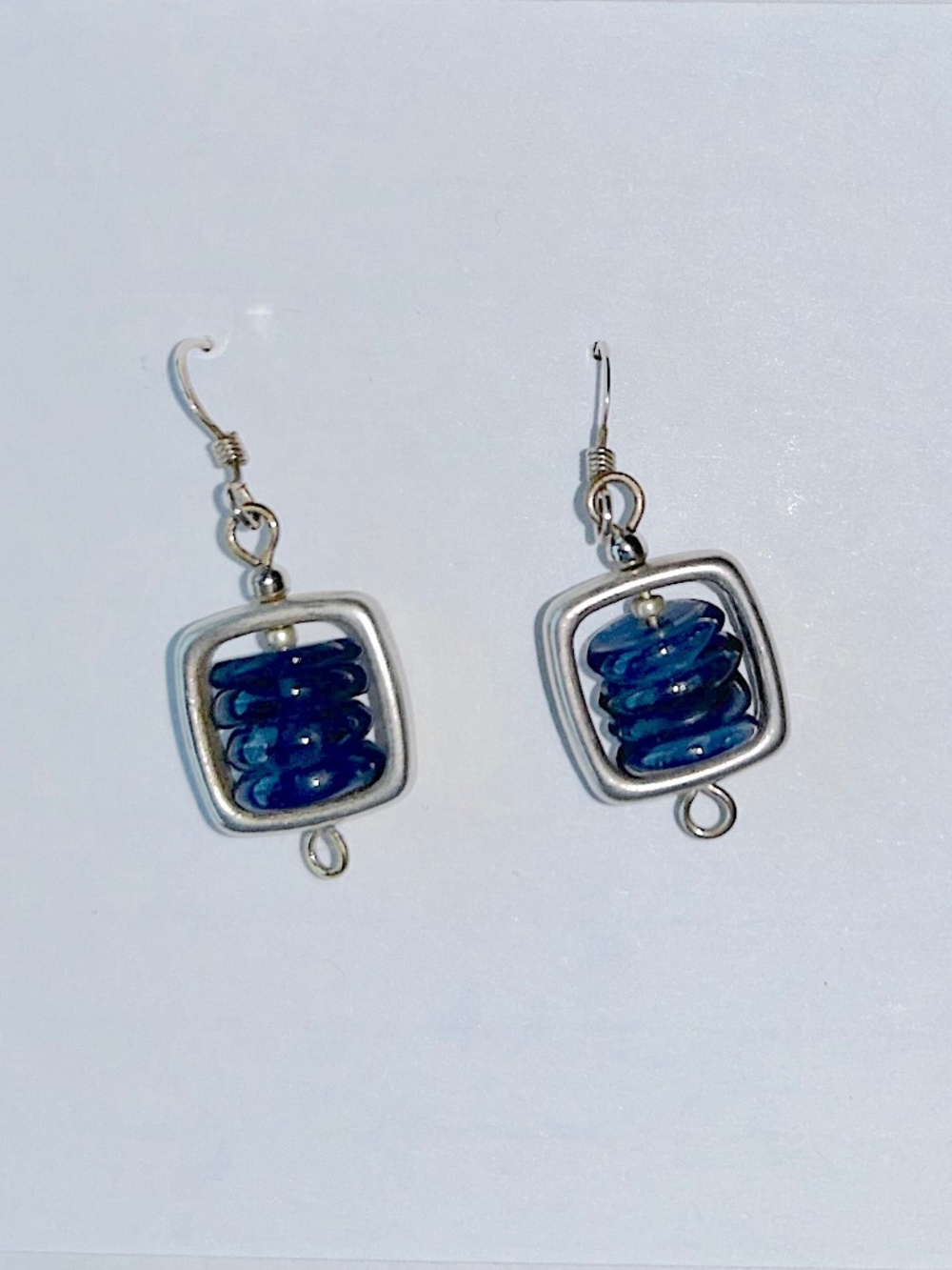Hand-Crafted Blue Stone and Silver Earrings